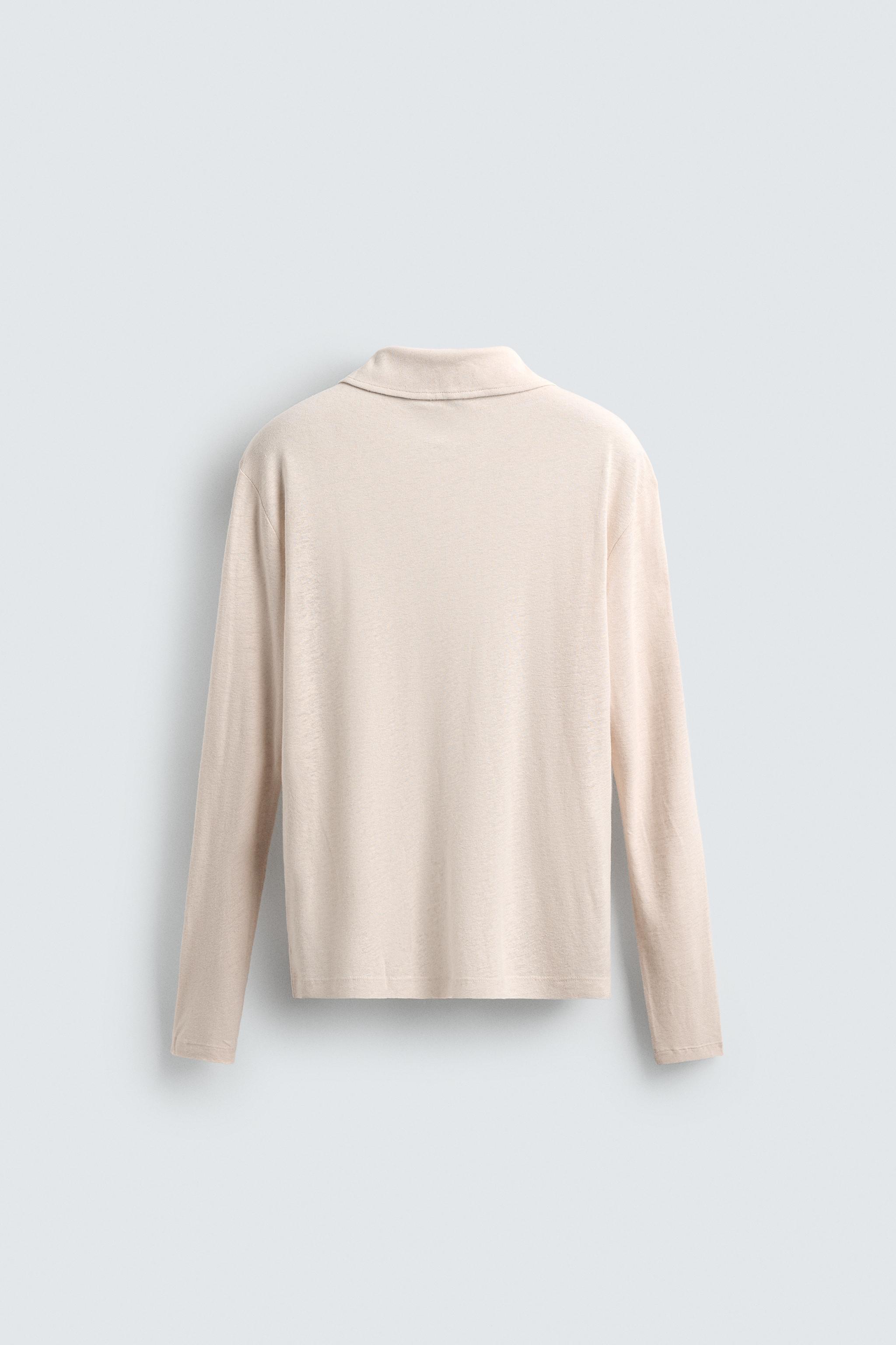 RELAXED FIT VISCOSE - LINEN POLO SHIRT